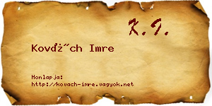 Kovách Imre névjegykártya